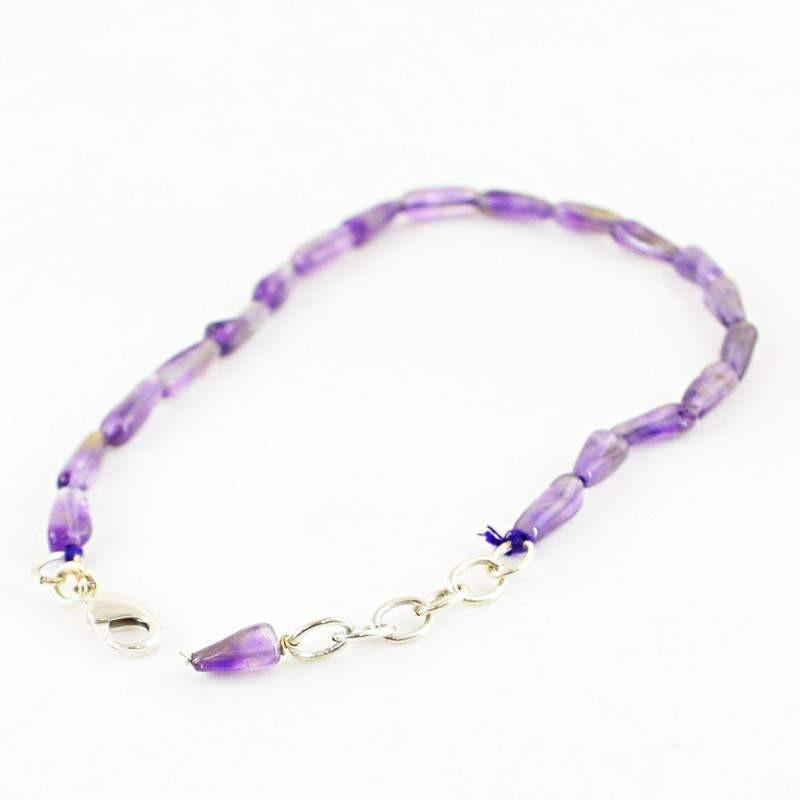 gemsmore:Natural Purple Amethyst Bracelet Untreated Beads