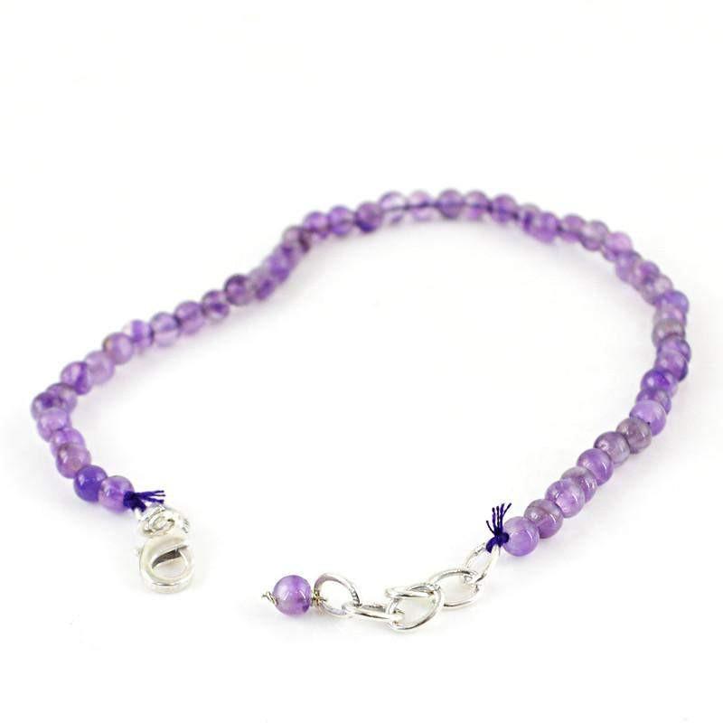 gemsmore:Natural Purple Amethyst Bracelet Untreated Round Beads