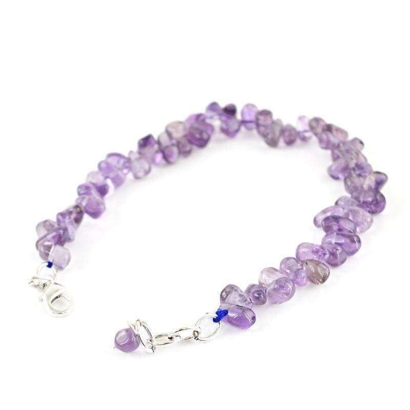 gemsmore:Natural Purple Amethyst Bracelet Untreated Tear Drop Beads