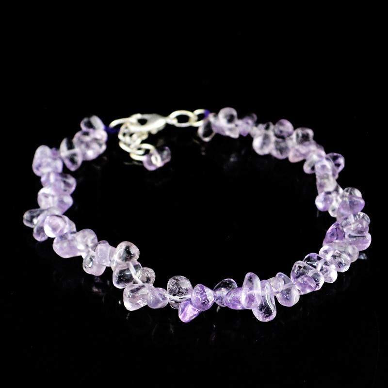 gemsmore:Natural Purple Amethyst Bracelet Untreated Tear Drop Beads