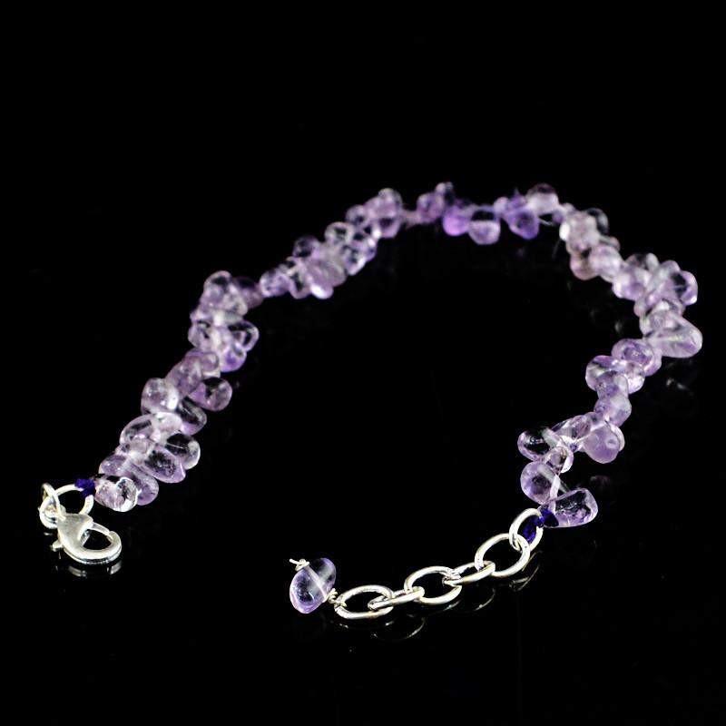gemsmore:Natural Purple Amethyst Bracelet Untreated Tear Drop Beads
