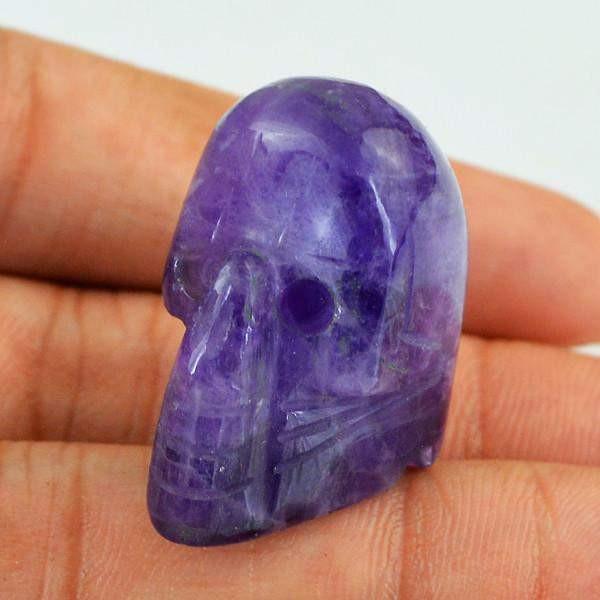 gemsmore:Natural Purple Amethyst Carved Skull Gemstone