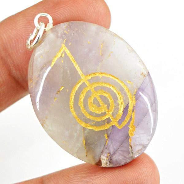 gemsmore:Natural Purple Amethyst Chakra Crystal Healing Pendant