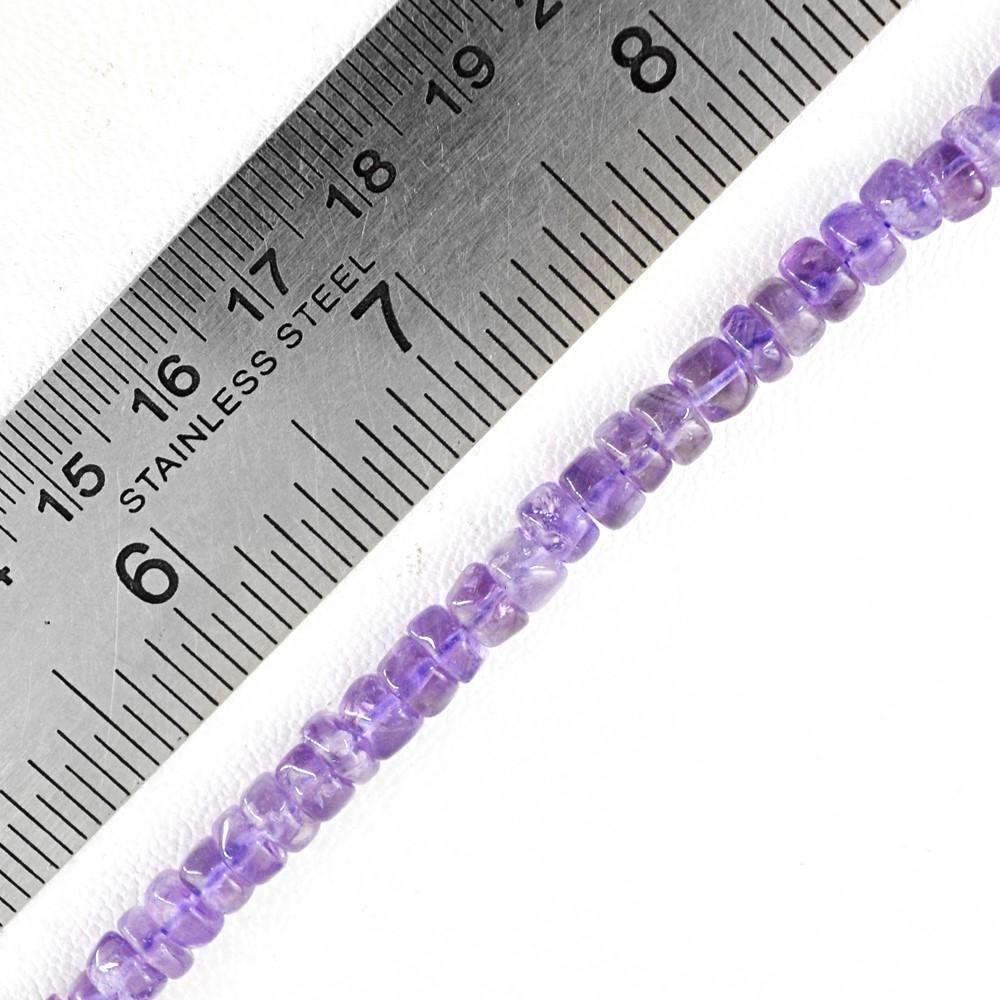 gemsmore:Natural Purple Amethyst Drilled Beads Strand - Round Shape