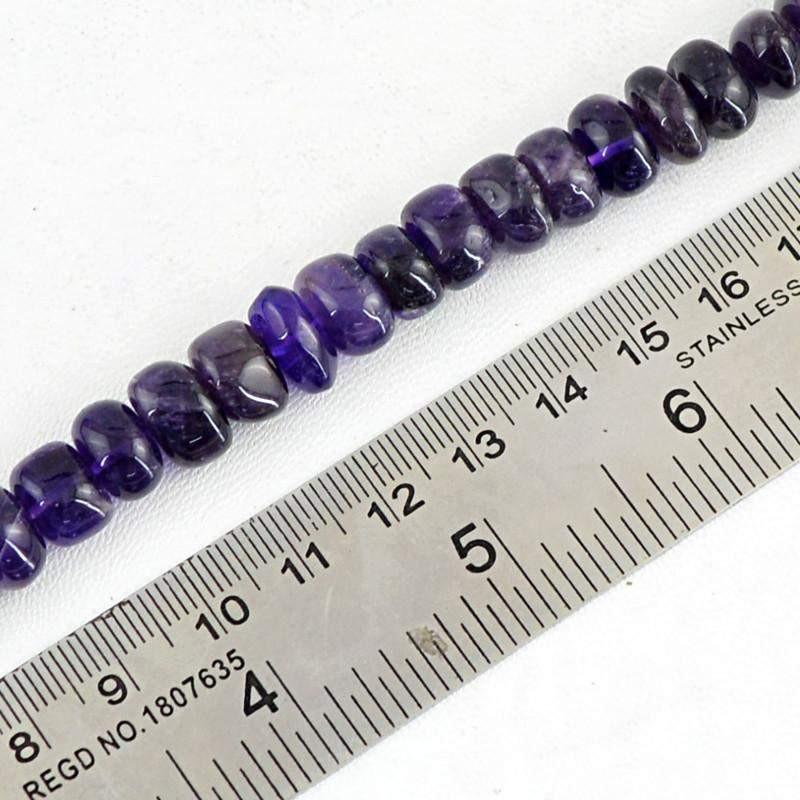 gemsmore:Natural Purple Amethyst Drilled Round Shape Beads Strand