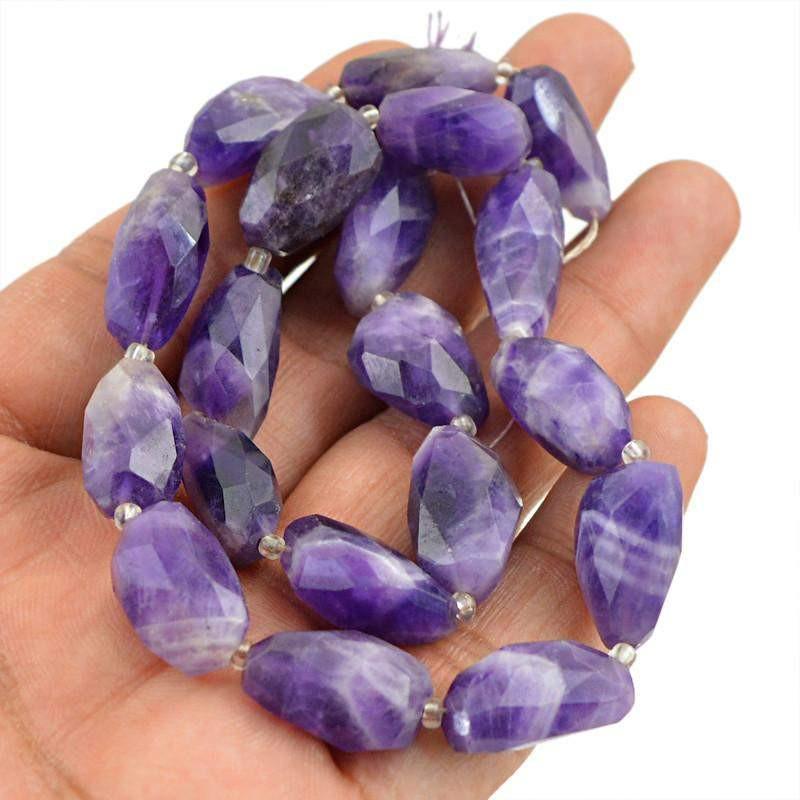 gemsmore:Natural Purple Amethyst Faceted Beads Strand