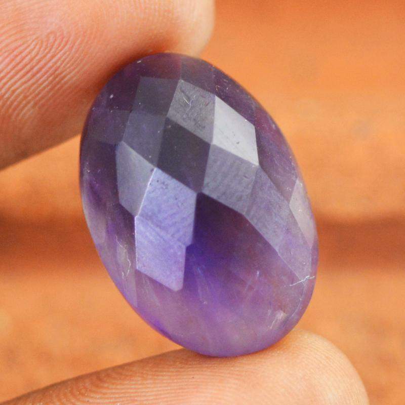gemsmore:Natural Purple Amethyst Faceted Oval Shape Gemstone