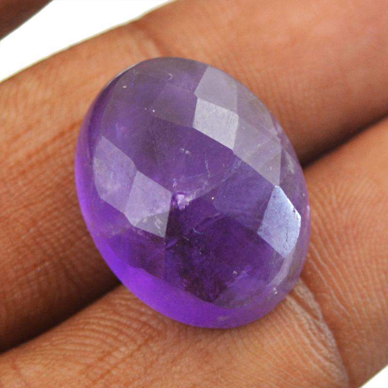 gemsmore:Natural Purple Amethyst Faceted Oval Shape Gemstone