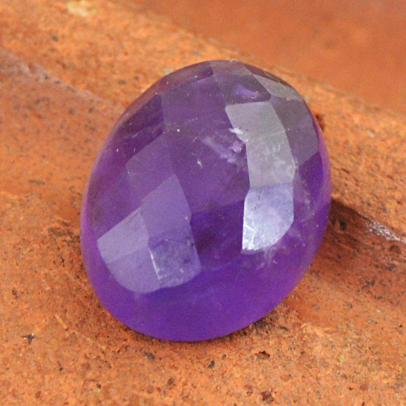 gemsmore:Natural Purple Amethyst Faceted Oval Shape Gemstone