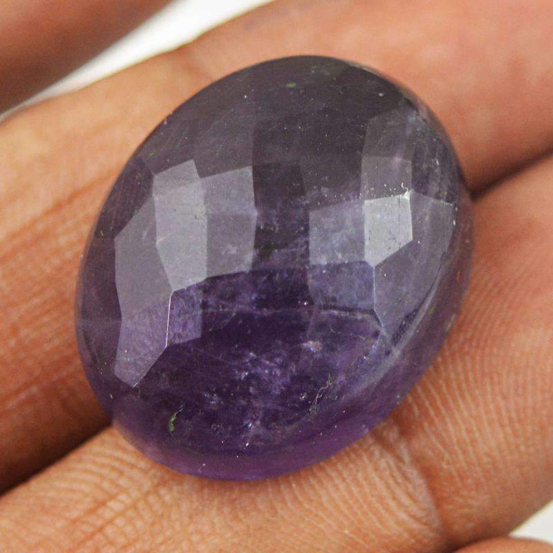 gemsmore:Natural Purple Amethyst Gemstone - Faceted Oval Shape