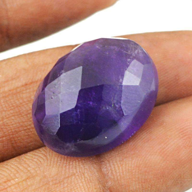 gemsmore:Natural Purple Amethyst Gemstone - Faceted Oval Shape