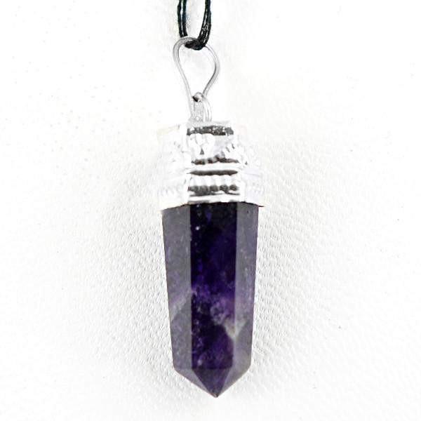 gemsmore:Natural Purple Amethyst Meditation Healing Point Pendant