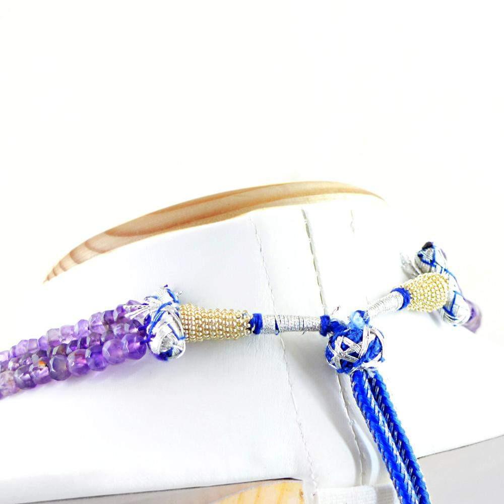 gemsmore:Natural Purple Amethyst Necklace Round Shape Faceted Beads
