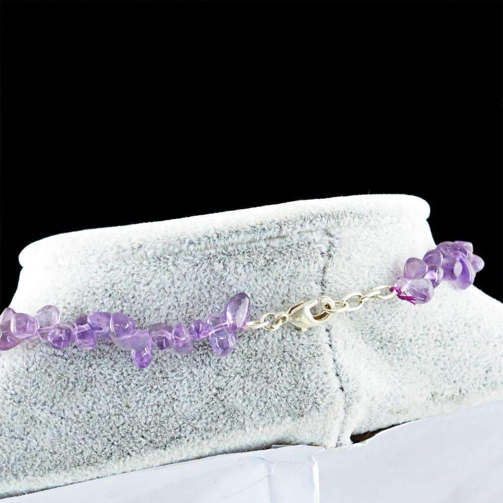 gemsmore:Natural Purple Amethyst Necklace Untreated Tear Drop Beads