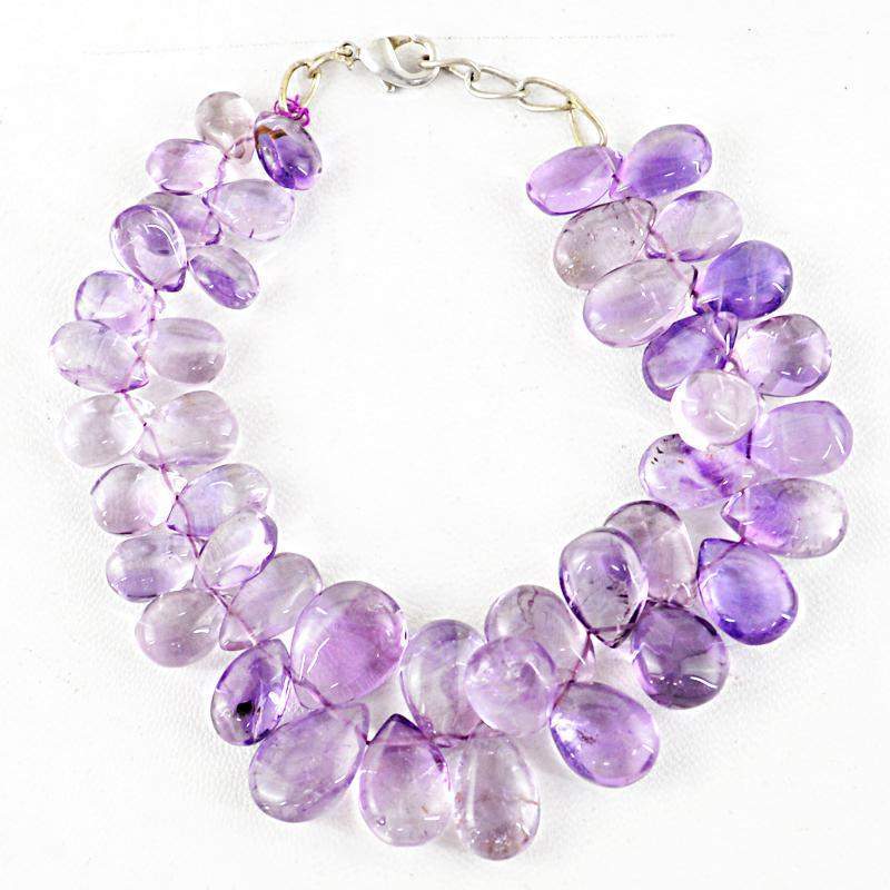 gemsmore:Natural Purple Amethyst Pear Shape Beads Bracelet