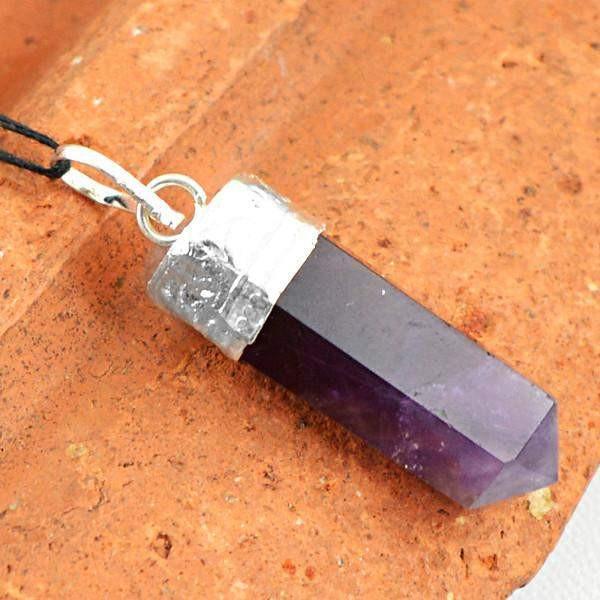 gemsmore:Natural Purple Amethyst Reiki Healing Point Pendant