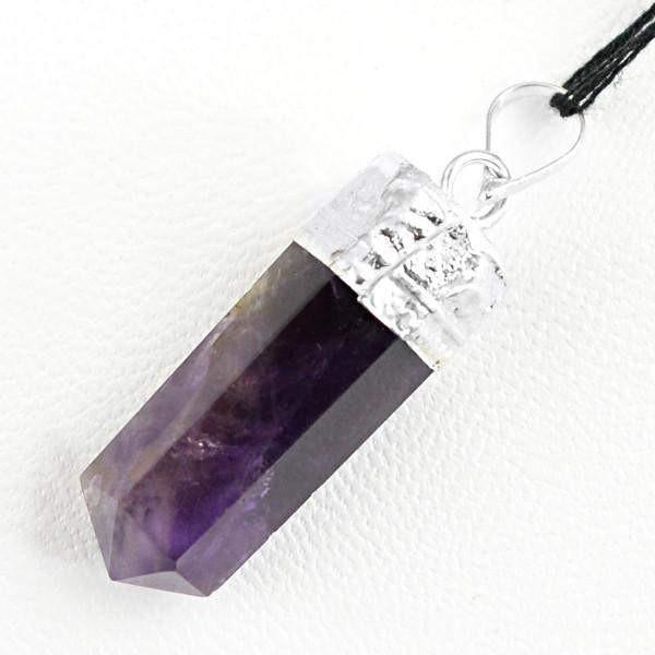 gemsmore:Natural Purple Amethyst Reiki Healing Point Pendant
