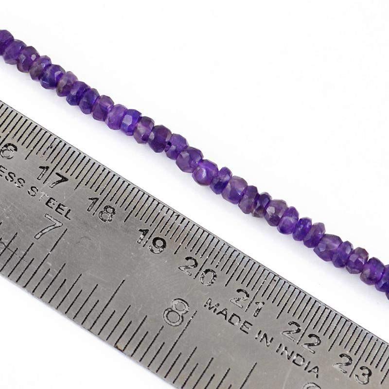 gemsmore:Natural Purple Amethyst Round Shape Beads Strand