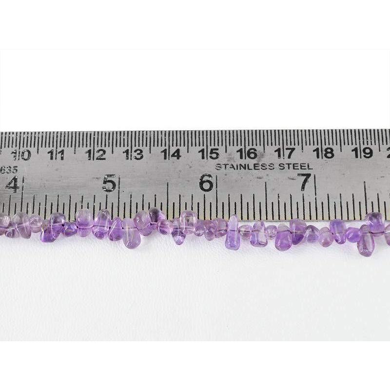 gemsmore:Natural Purple Amethyst Untreated Drilled Beads Strand