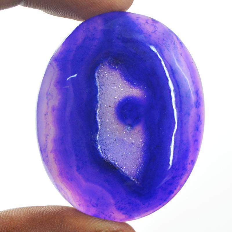 gemsmore:Natural Purple Druzy Onyx Oval Shape Gemstone