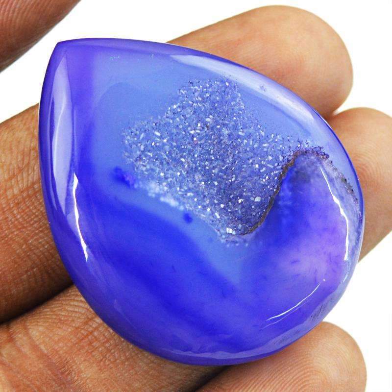 gemsmore:Natural Purple Druzy Onyx Pear Shape Gemstone