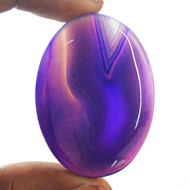 gemsmore:Natural Purple Striped Onyx Oval Shape Gemstone