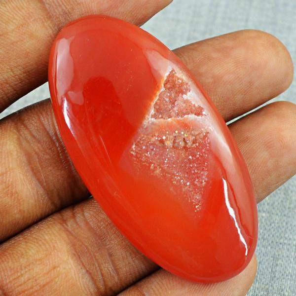 gemsmore:Natural Red Druzy Onyx Oval Shape Gemstone