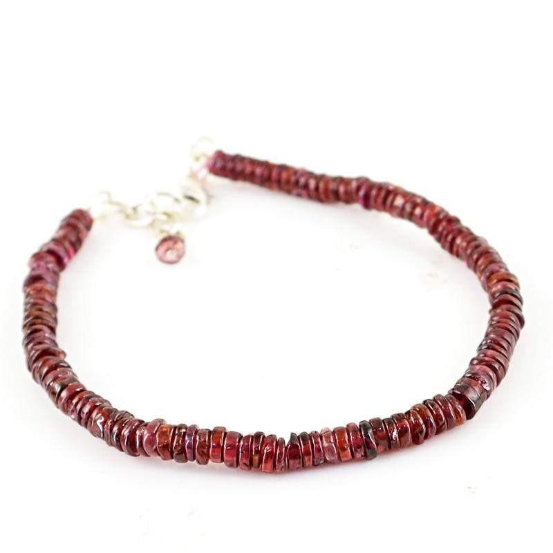 gemsmore:Natural Red Garnet Bracelet Round Shape Unheated Beads