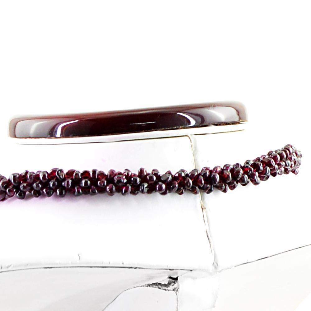 gemsmore:Natural Red Garnet Necklace Single Strand Untreated Beads