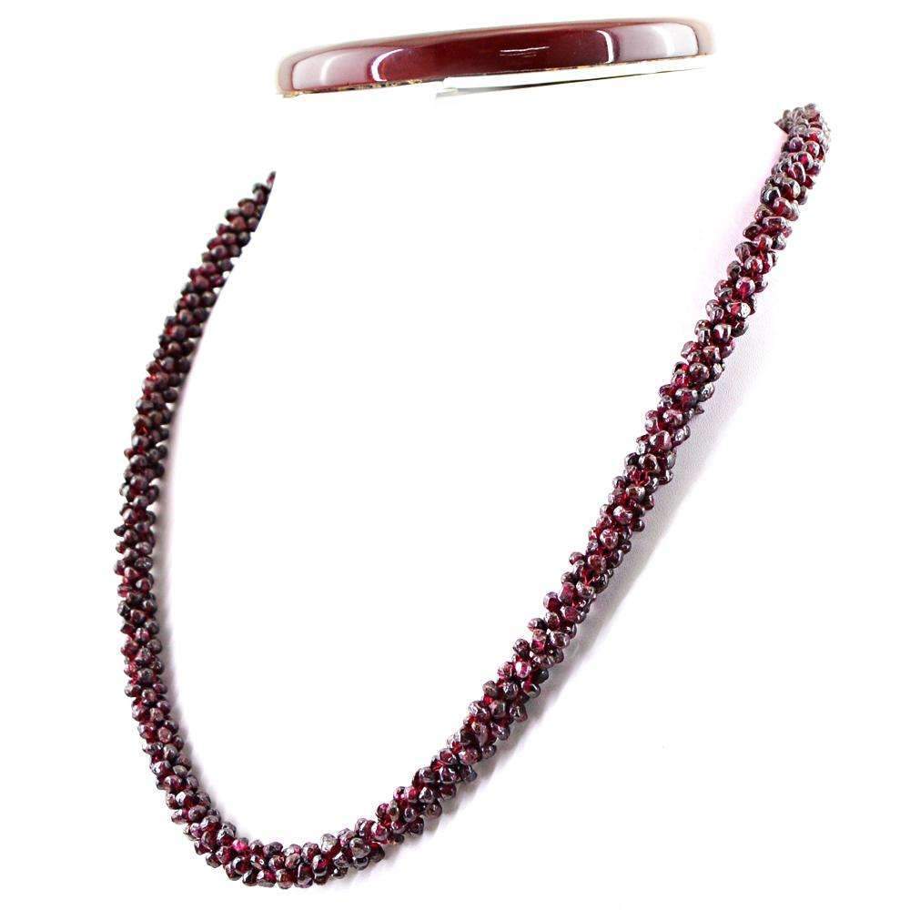 gemsmore:Natural Red Garnet Necklace Untreated Beads