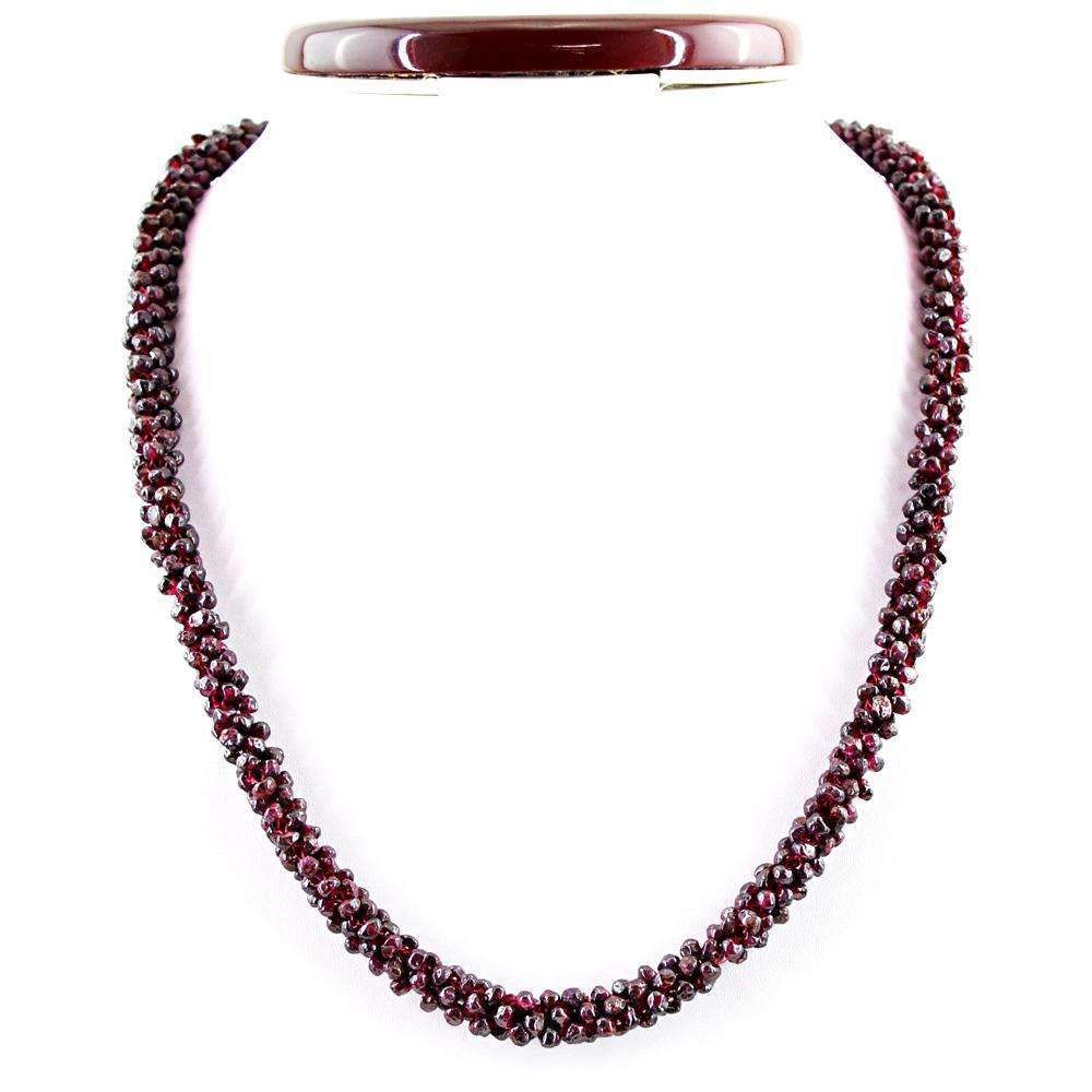gemsmore:Natural Red Garnet Necklace Untreated Beads