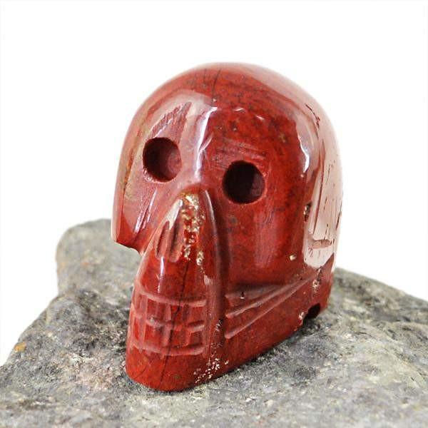 gemsmore:Natural Red Jasper Carved Skull Gemstone