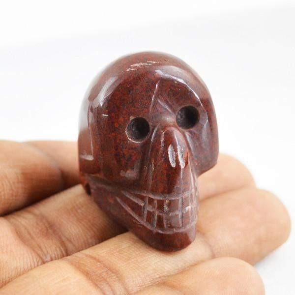 gemsmore:Natural Red Jasper Hand Carved Skull Gemstone