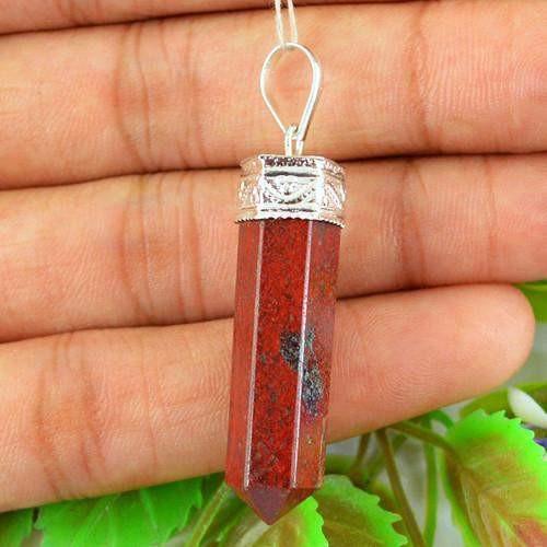 gemsmore:Natural Red Jasper Healing Point Pendant