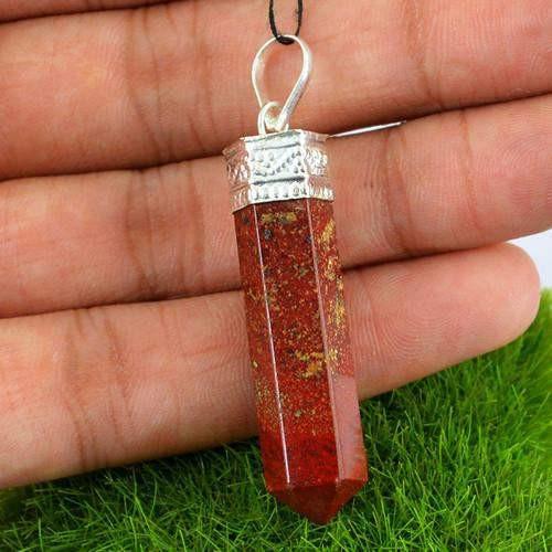 gemsmore:Natural Red Jasper Healing Point Pendant