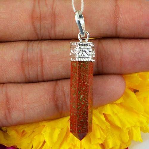 gemsmore:Natural Red Jasper Healing Point Pendant