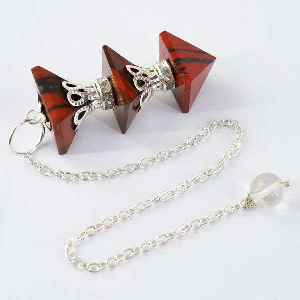 gemsmore:Natural Red Jasper Healing Pyramid Penddulum