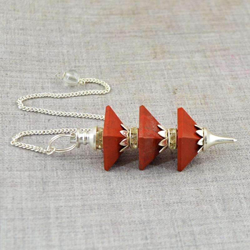 gemsmore:Natural Red Jasper Healing Pyramid Pendulum