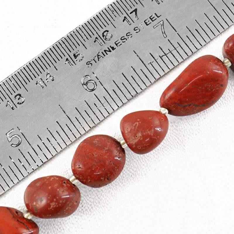 gemsmore:Natural Red Jasper Untreated Beads Strand