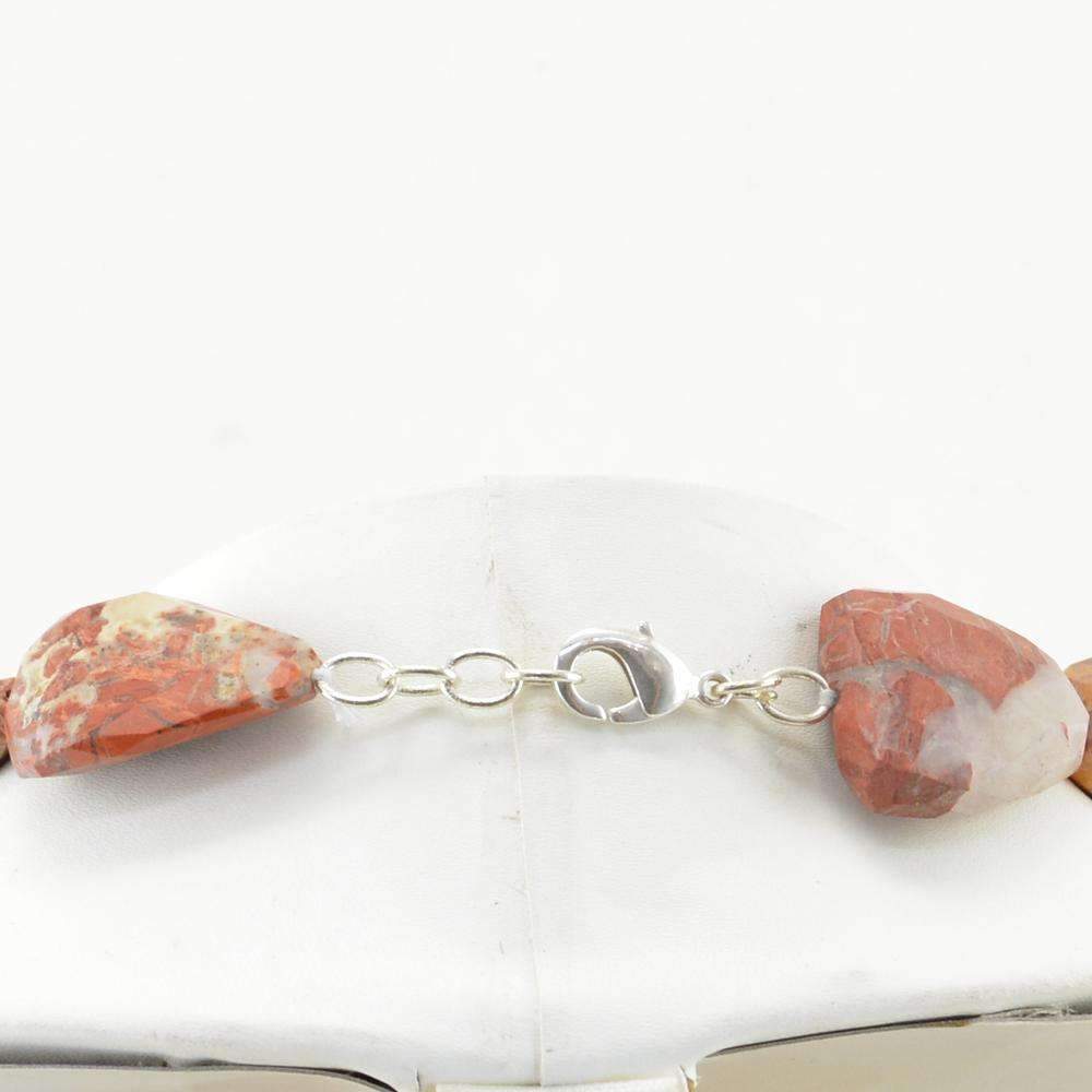 gemsmore:Natural Red Mookaite Necklace Untreated Faceted Beads