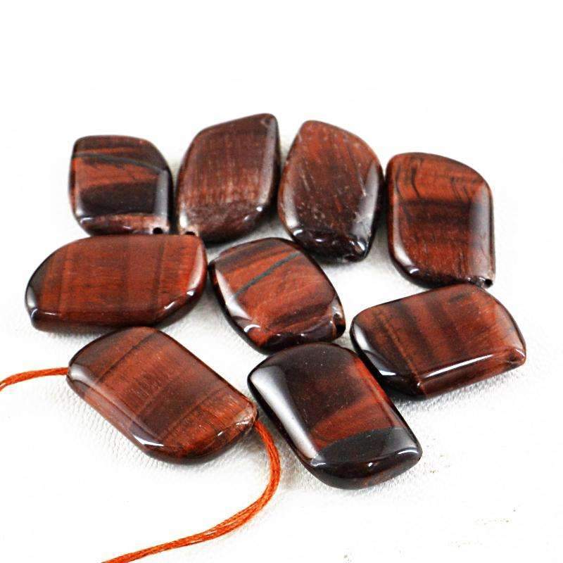 gemsmore:Natural Red Power Tiger Eye Beads Lot - Drilled
