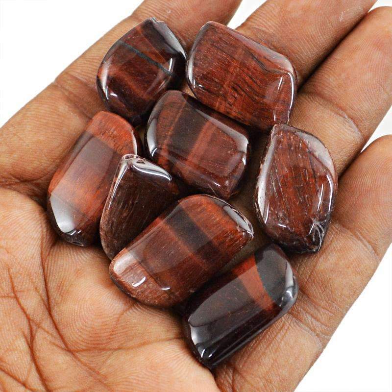 gemsmore:Natural Red Power Tiger Eye Beads Lot - Drilled