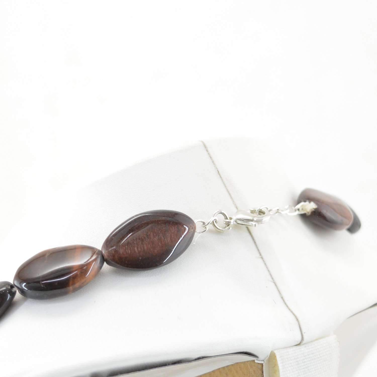 gemsmore:Natural Red Power Tiger Eye Necklace Single Strand Untreated Beads