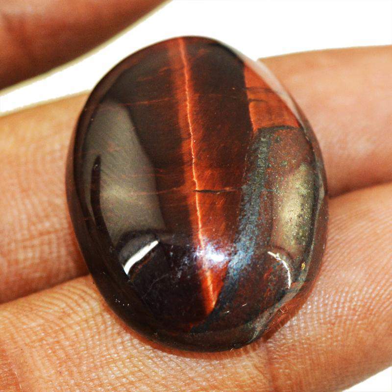 gemsmore:Natural Red Power Tiger Eye Oval Shape Gemstone