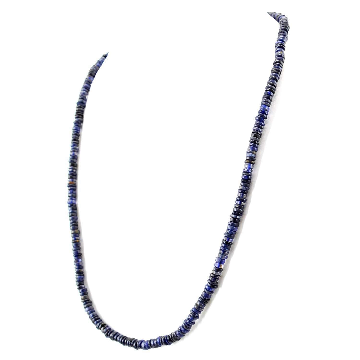 gemsmore:Natural Round Shape Blue Tanzanite Necklace Untreated Beads
