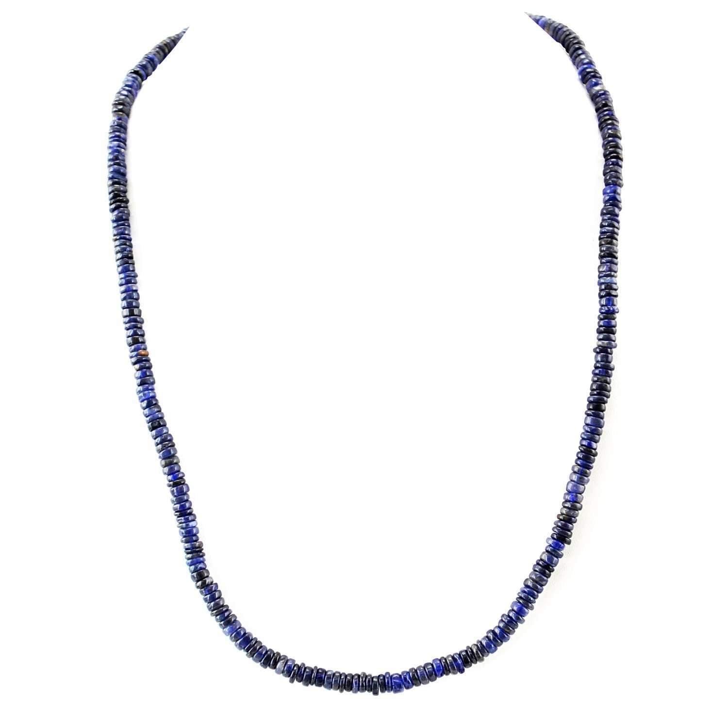 gemsmore:Natural Round Shape Blue Tanzanite Necklace Untreated Beads