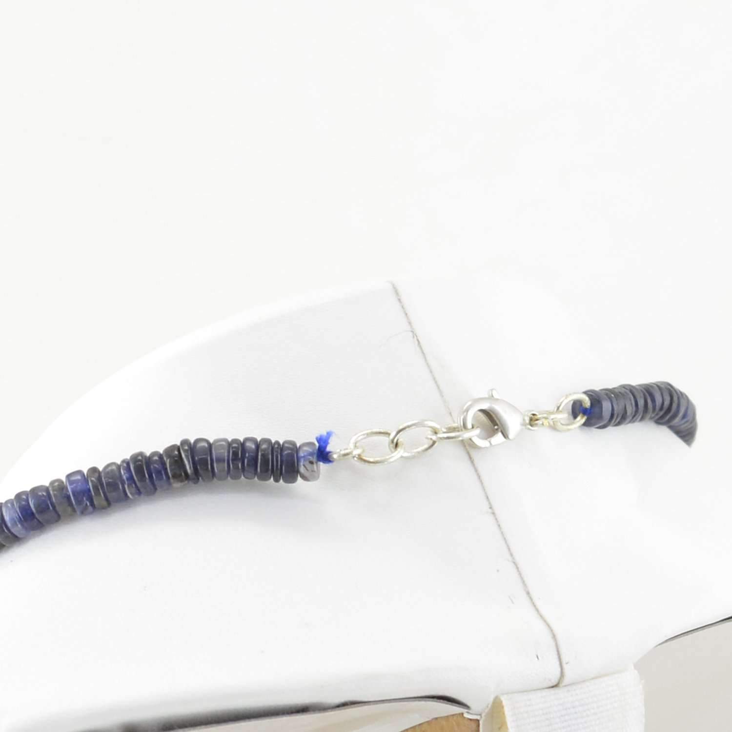 gemsmore:Natural Round Shape Blue Tanzanite Necklace Untreated Beads