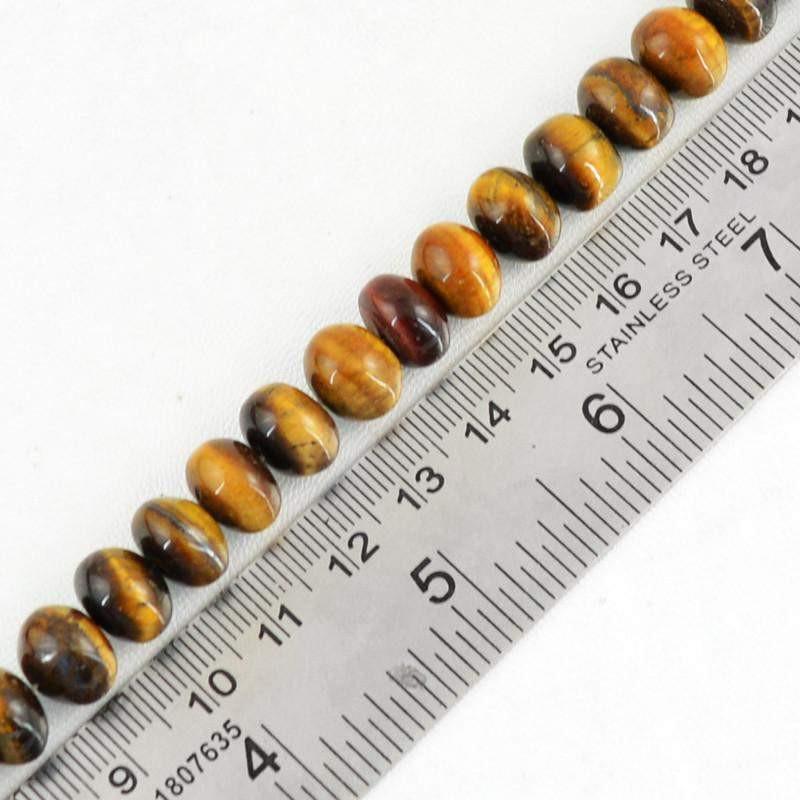 gemsmore:Natural Round Shape Golden Tiger Eye Beads Strand