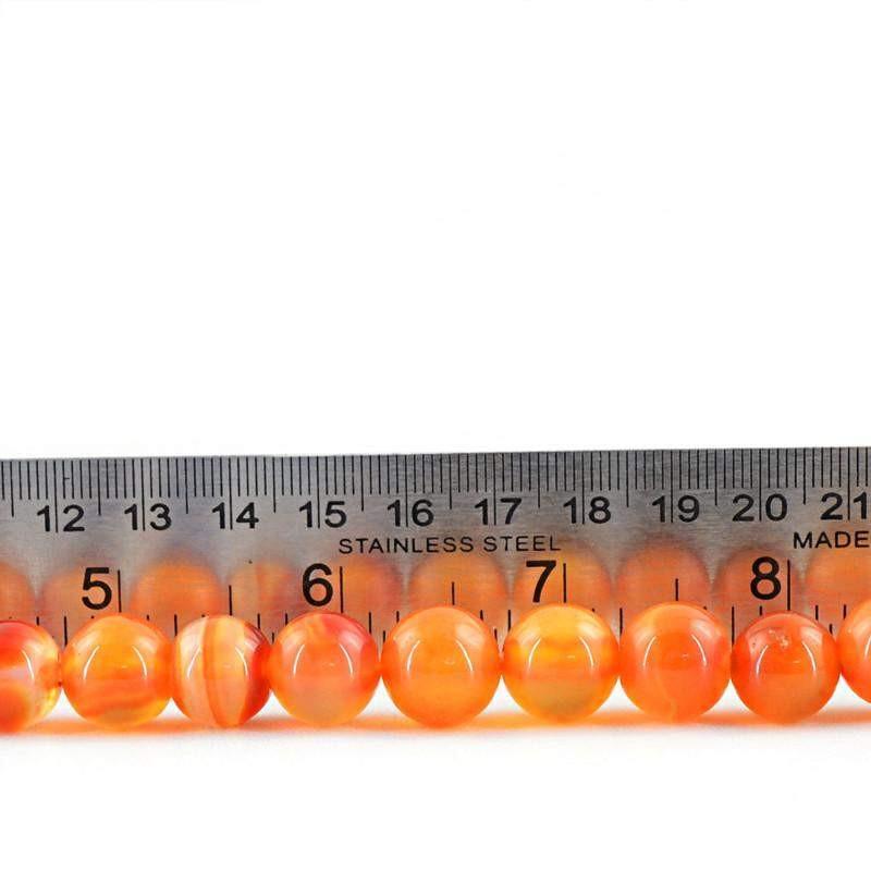gemsmore:Natural Round Shape Orange Onyx Beads Strand
