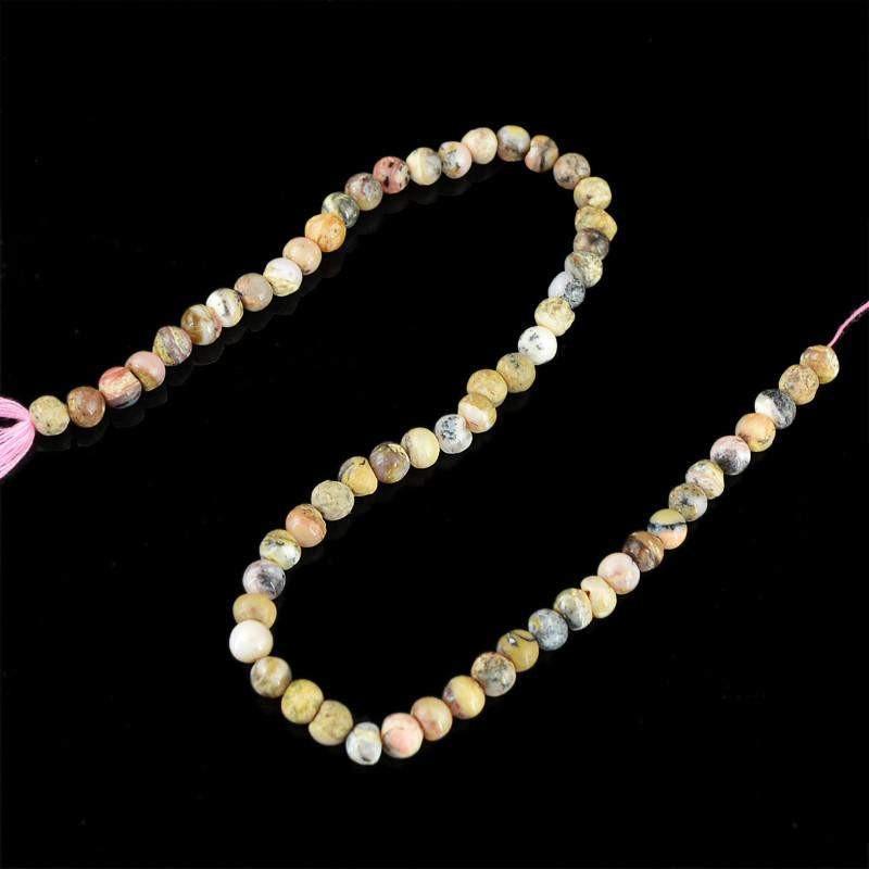gemsmore:Natural Round Shape Pink Australian Opal Beads Strand